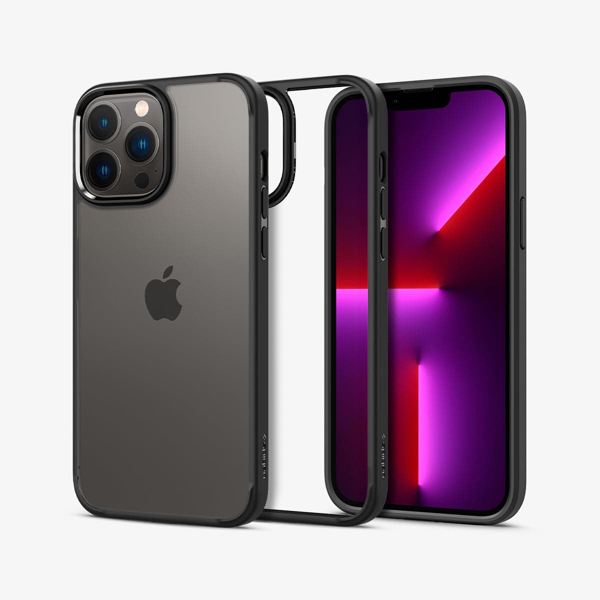ACS03205 - iPhone 13 Pro Max Case Ultra Hybrid in matte black showing the back, inside and front