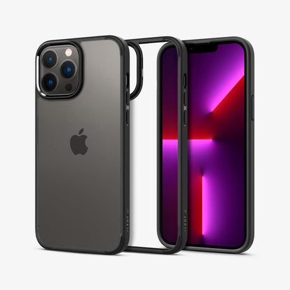 ACS03205 - iPhone 13 Pro Max Case Ultra Hybrid in matte black showing the back, inside and front