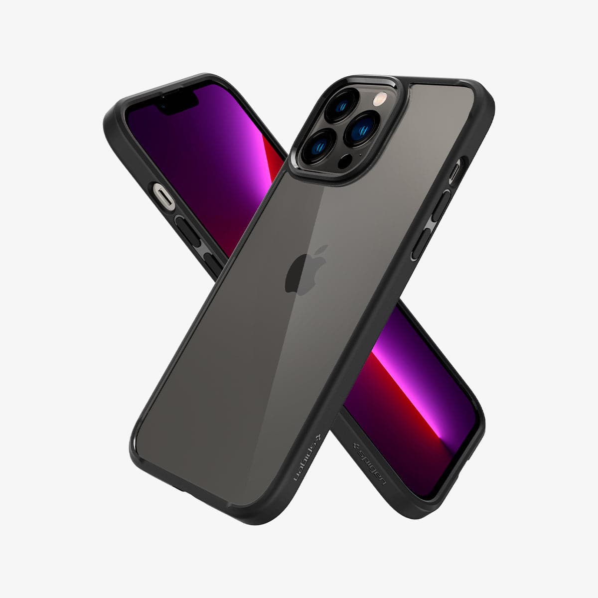 ACS03205 - iPhone 13 Pro Max Case Ultra Hybrid in matte black showing the back, front and sides