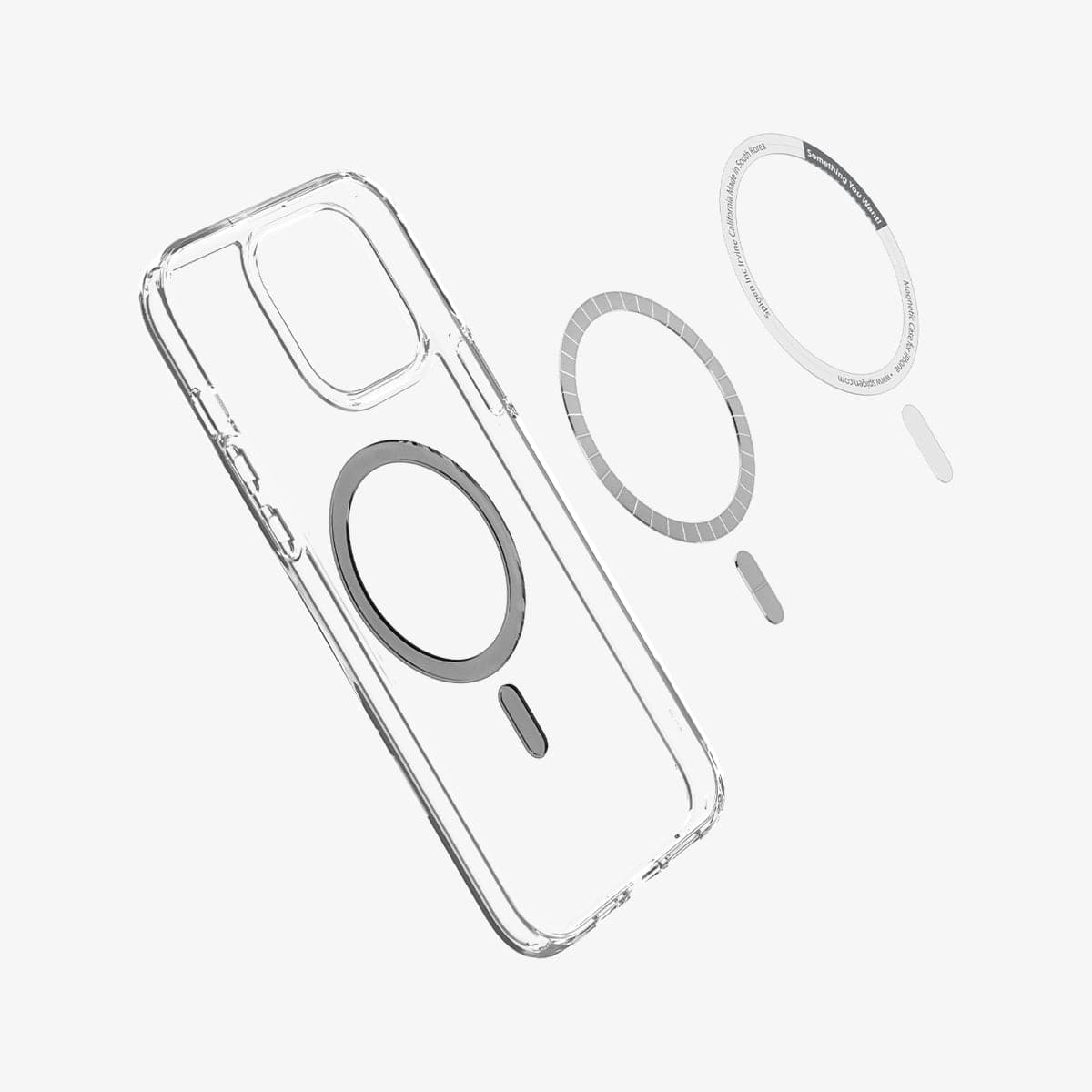 ACS04084 - iPhone 13 Pro Max Case Ultra Hybrid Mag (MagFit) in carbon fiber showing the inside magnetic ring layers