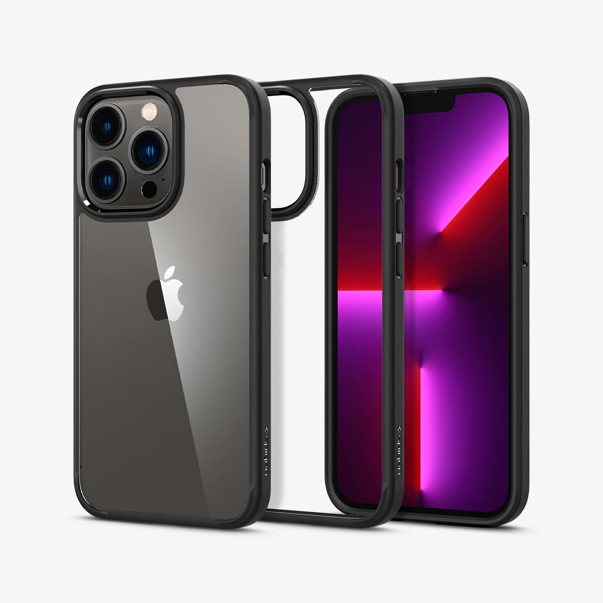 ACS03262 - iPhone 13 Pro Case Ultra Hybrid in matte black showing the back, inside and front