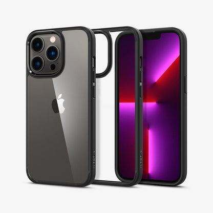 ACS03262 - iPhone 13 Pro Case Ultra Hybrid in matte black showing the back, inside and front