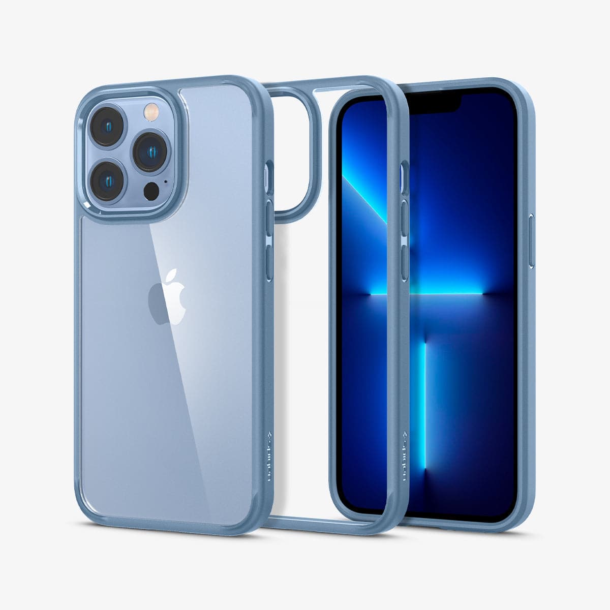 ACS04132 - iPhone 13 Pro Case Ultra Hybrid in sierra blue showing the back, inside and front