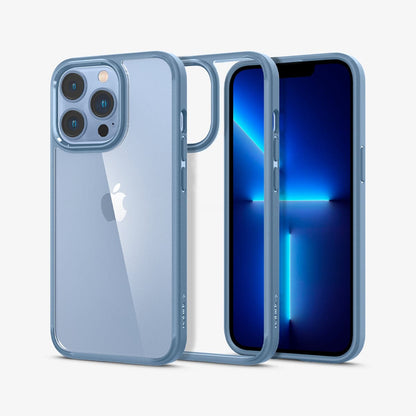 ACS04132 - iPhone 13 Pro Case Ultra Hybrid in sierra blue showing the back, inside and front