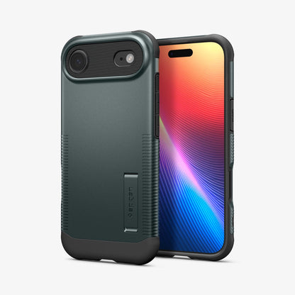 ACS09678 - iPhone 17 Air Slim Armor (MagFit) in Abyss Green showing the back, partial front and sides