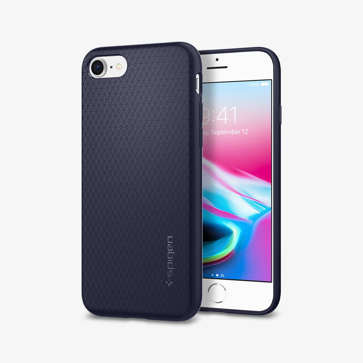 042CS21189 - iPhone 7 Case Liquid Air in midnight blue showing the back and front