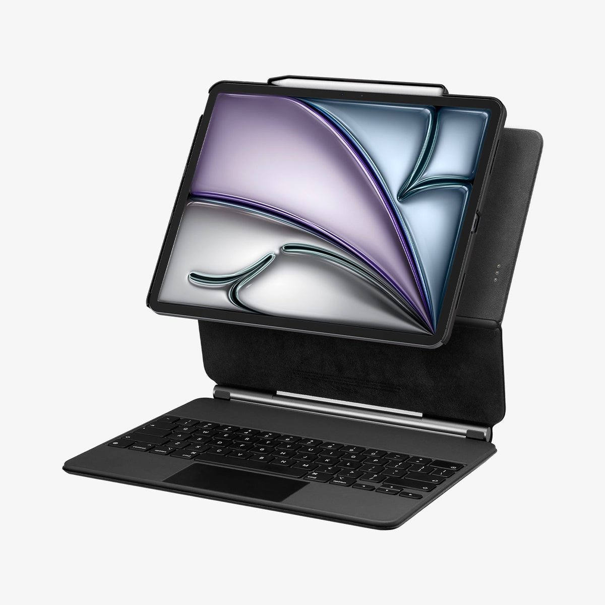 ACS07757 - iPad Air 11-inch (2024) Case Enzo Aramid in Black showing the front with cover serve as a built-in kickstand and keypad