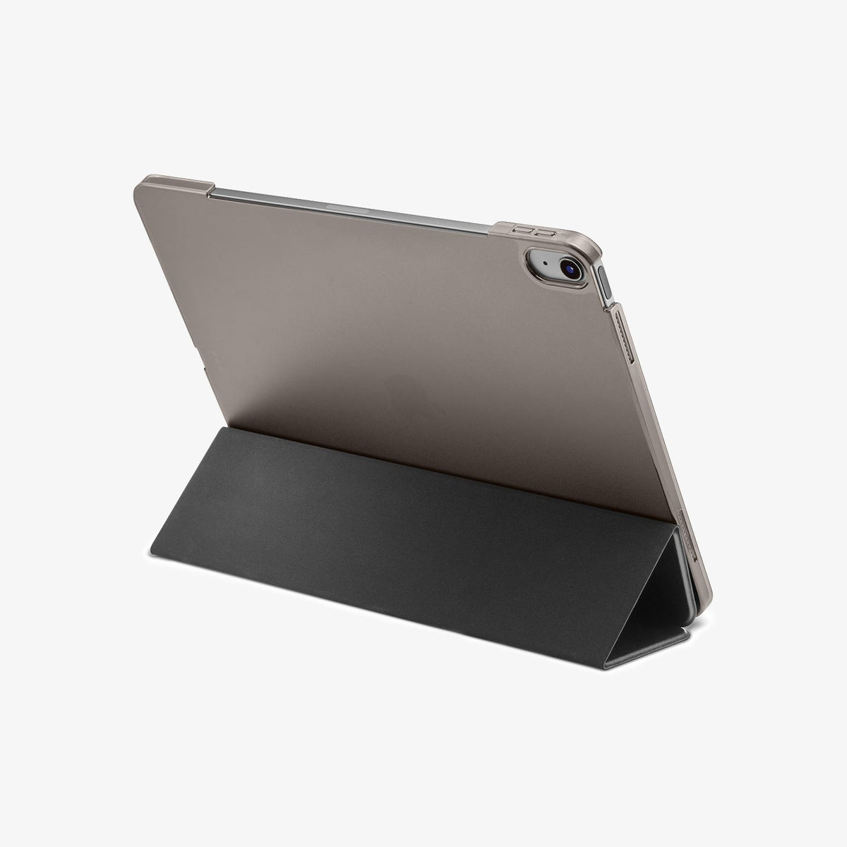 ACS07676 - iPad Air 13-inch- Smart Fold showing rear angled view with clear back and folded stand