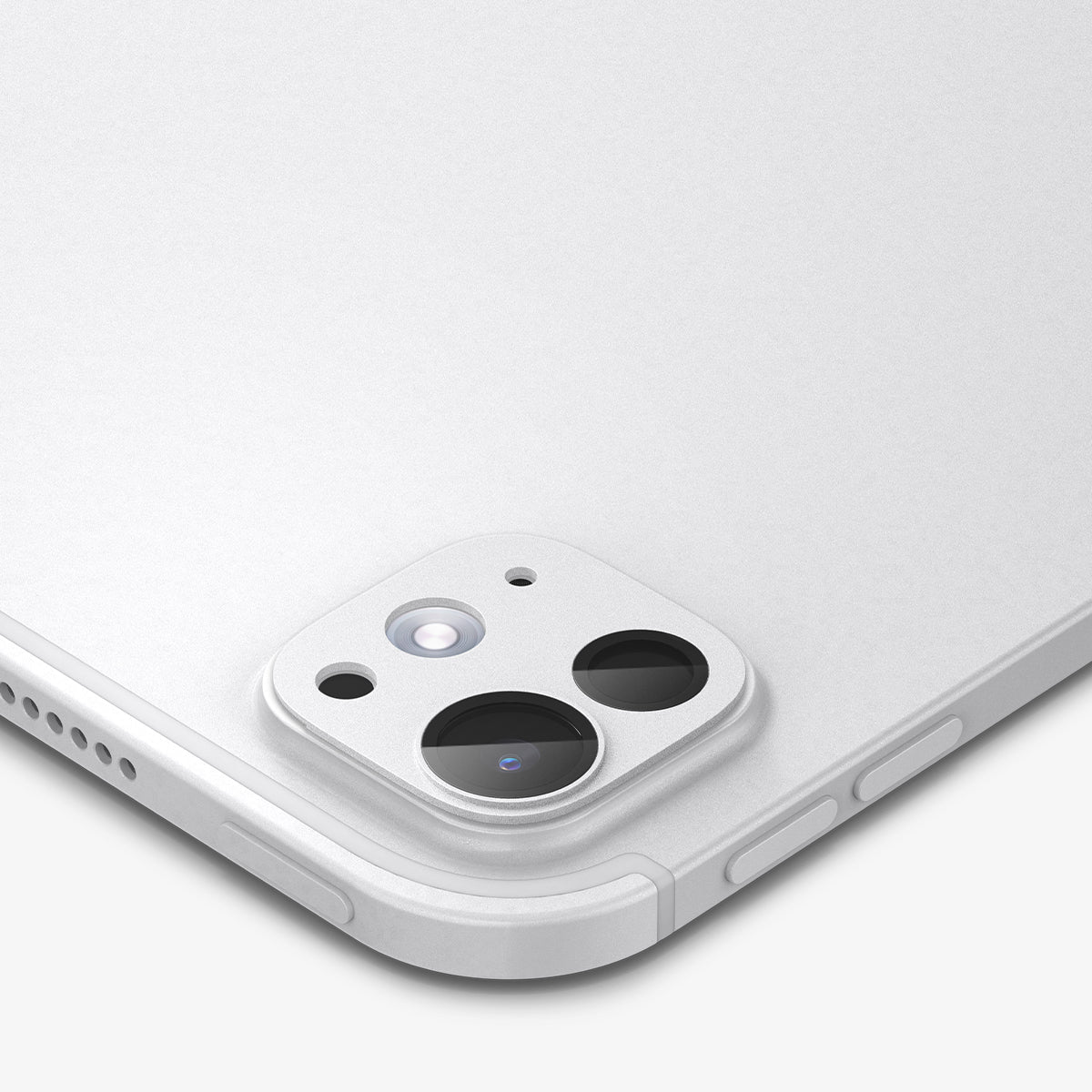 AGL07796 - iPad Pro 13-inch (2024) Optik Pro EZ Fit Lens Protector in Silver showing the back, lens protector installed
