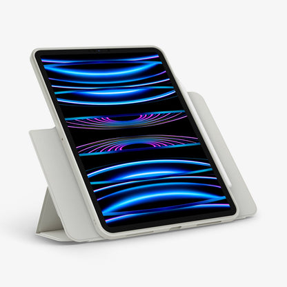 ACS06510 - iPad Pro 13-inch (2022) Case Air Skin Pro OneTap in Gray showing the front with ipad propped up vertically
