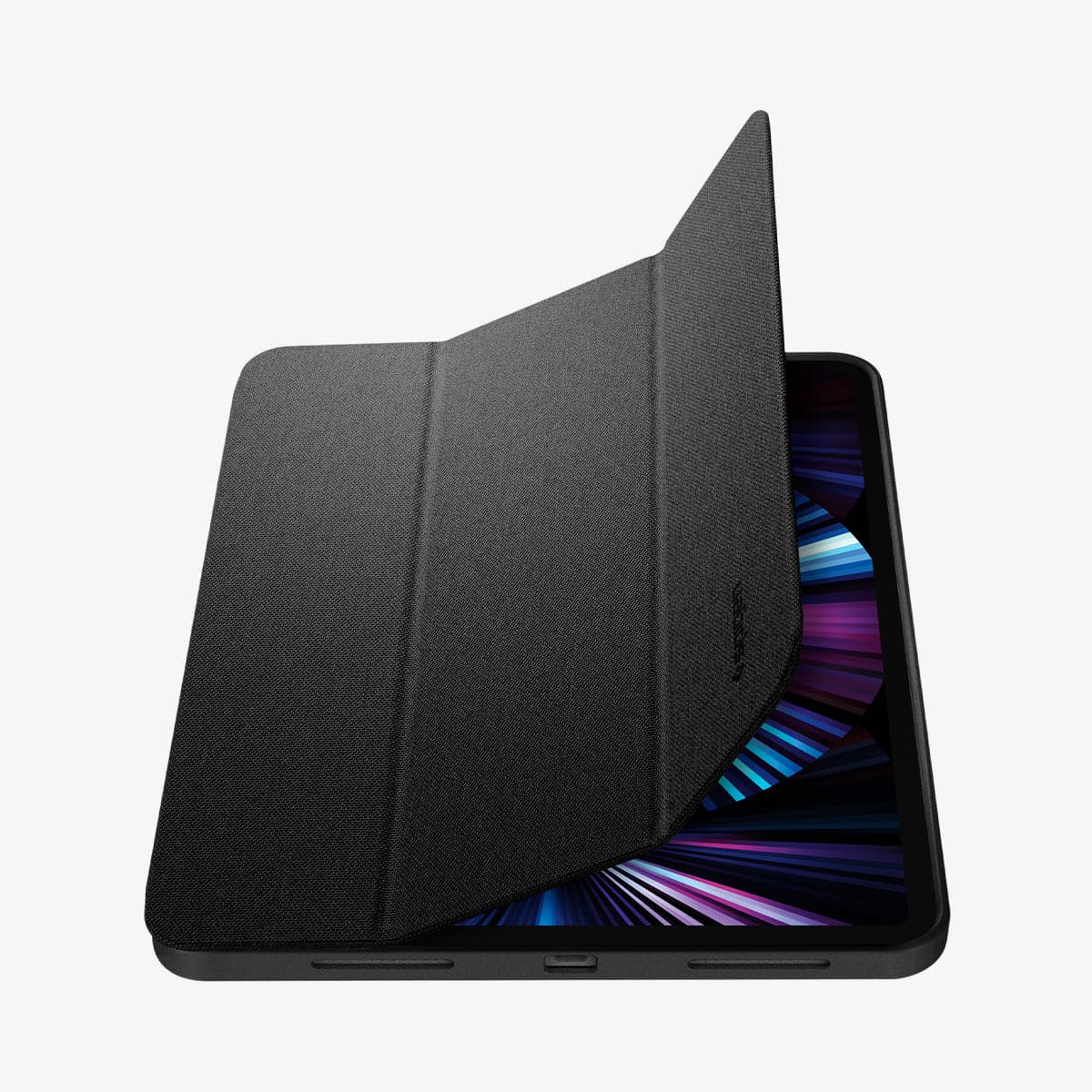 ACS01054 - iPad Pro 11" Case Urban Fit in black showing the front and partial bottom with cover flap slightly opening