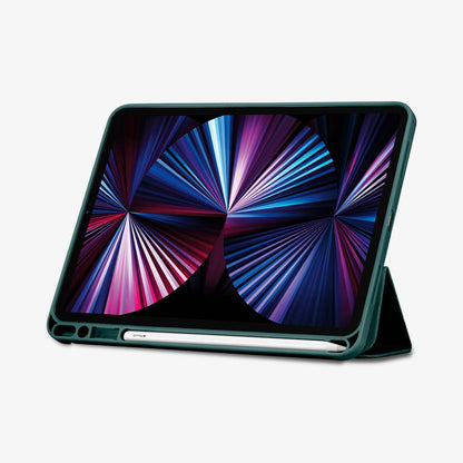 ACS01056 - iPad Pro 11" Case Urban Fit in military green showing the front with device propped up by built in kickstand