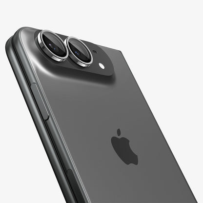AGL12012 - iPhone Duo Optik Pro EZ Fit Lens Protector in Star White showing the installed lens protectors closely fitted around both camera lenses