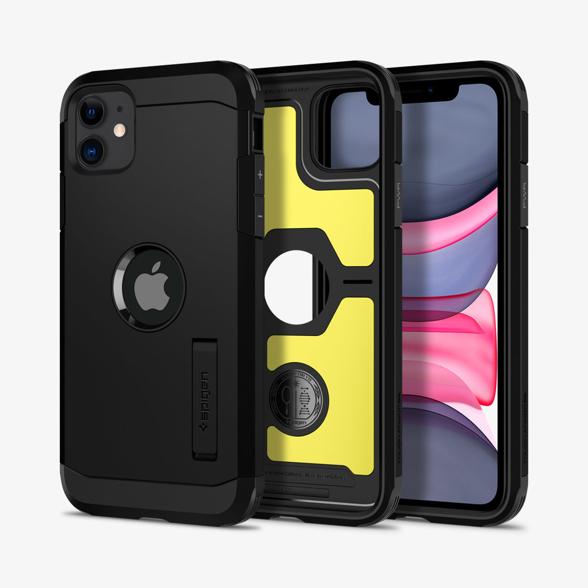 076CS27190 - iPhone 11 Tough Armor in XP Black showing the back, inside and front