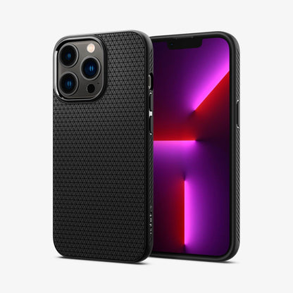 ACS03258 - iPhone 13 Pro Case Liquid Air in matte black showing the back and front