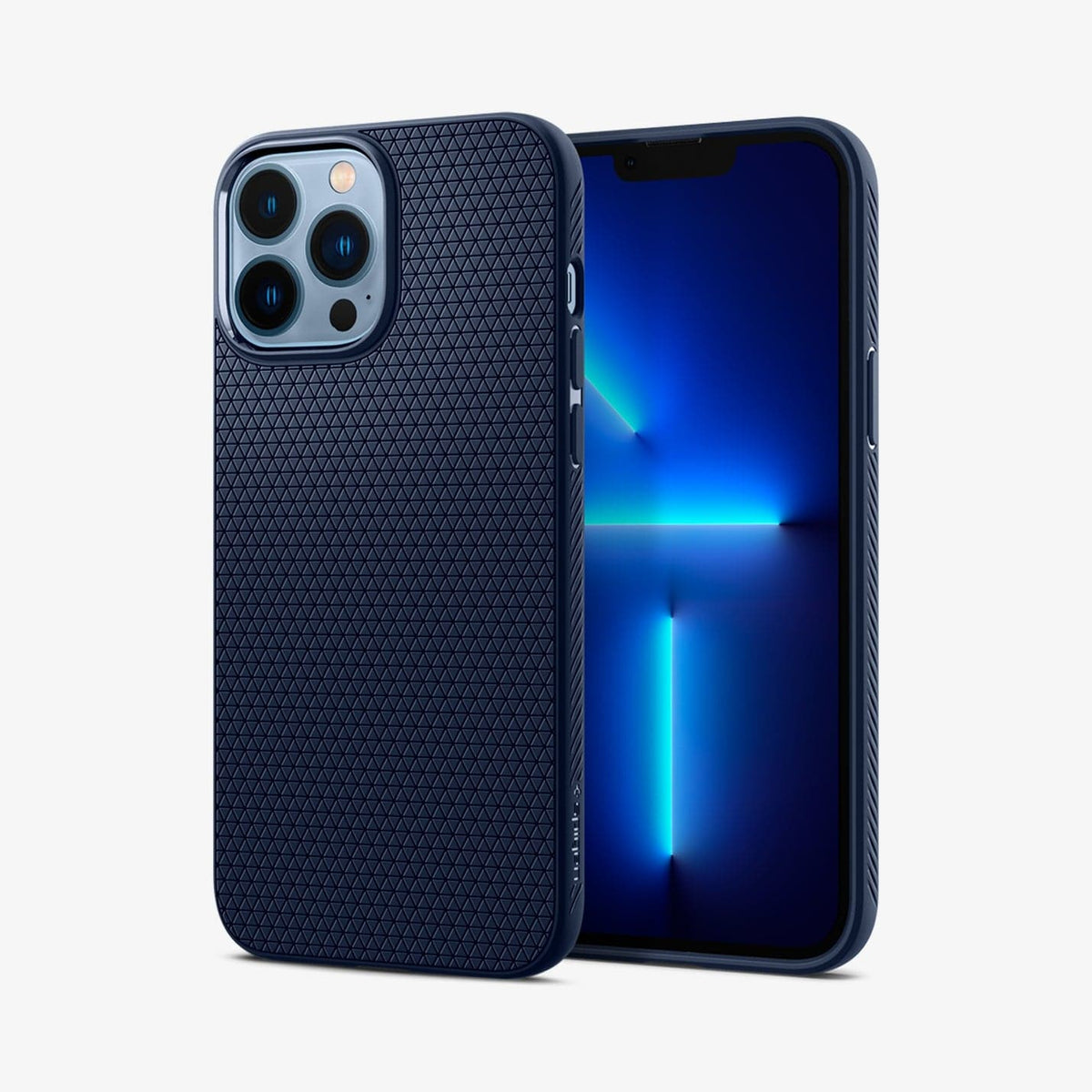 ACS03202 - iPhone 13 Pro Max Case Liquid Air in navy blue showing the back and front
