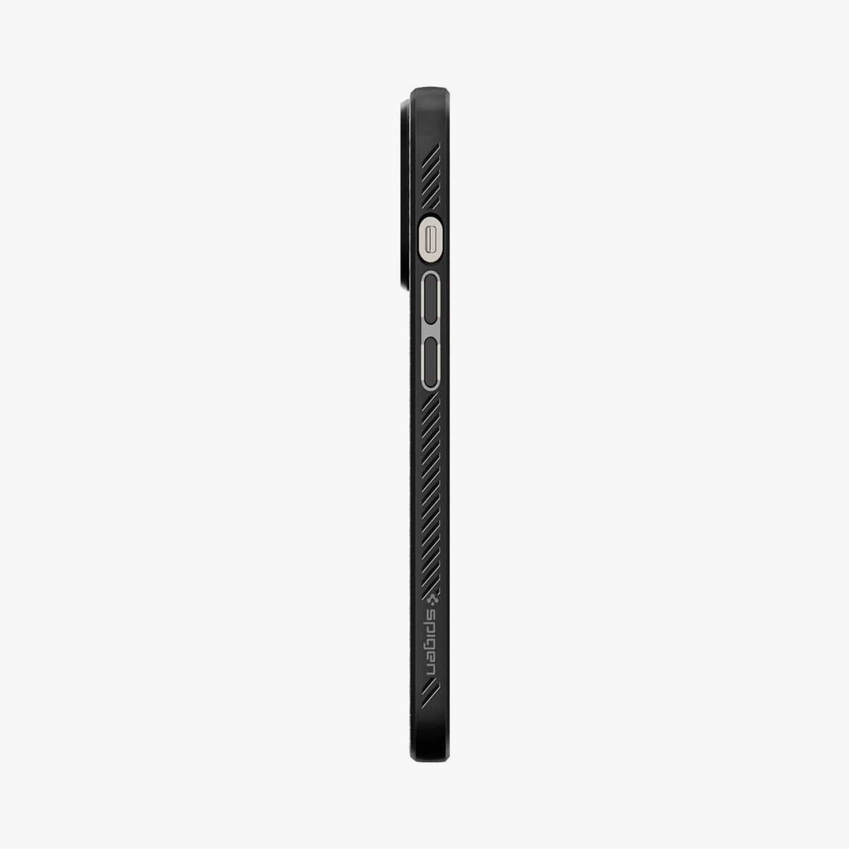 ACS03258 - iPhone 13 Pro Case Liquid Air in matte black showing the side with volume controls