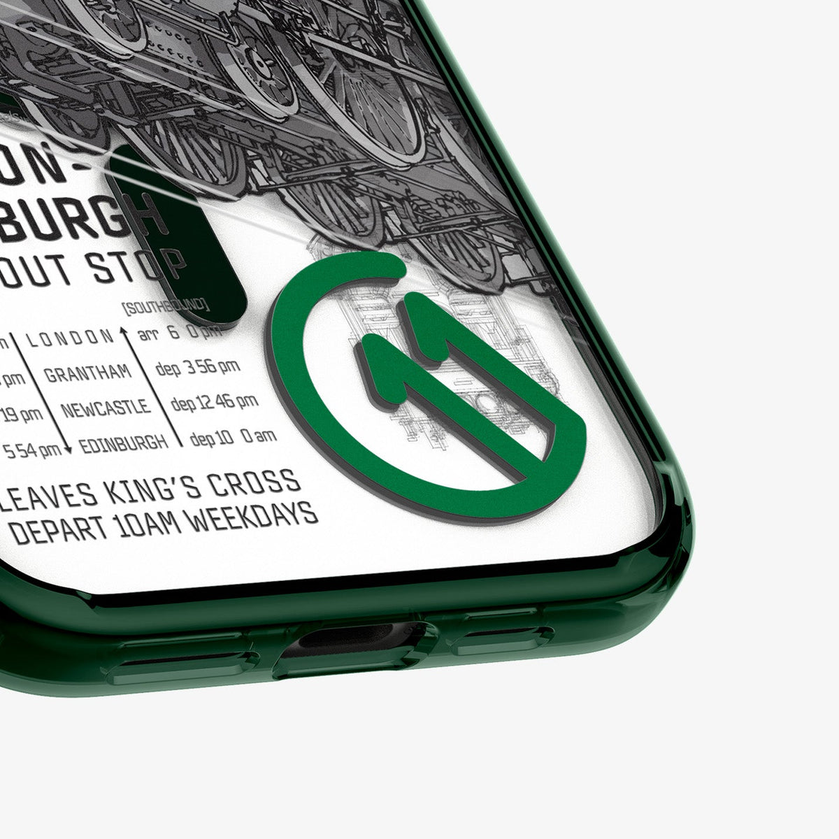 ACS09810 - iPhone 16 Pro Max Case c11 Series Scotsman Fir Edition (MagFit) in Scotsman Fir showing the partial back focusing the bottom
