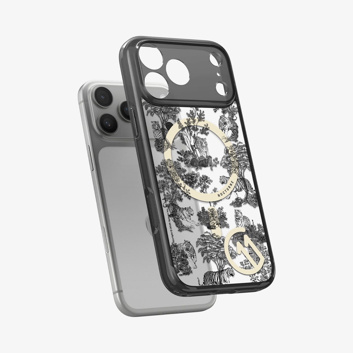 ACS11384 - iPhone 17 Pro in c11 Nocturn series showing the back hovering over an iPhone