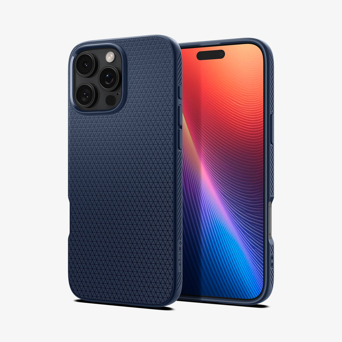 ACS07989 - iPhone 16 Pro Max Case Liquid Air in Navy Blue showing the back, partial front and sides