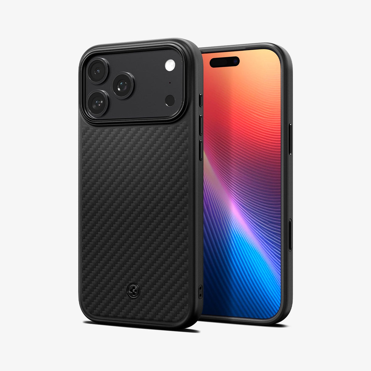 ACS09959 - iPhone 17 Pro Case Enzo Aramid T in black showing the back and front
