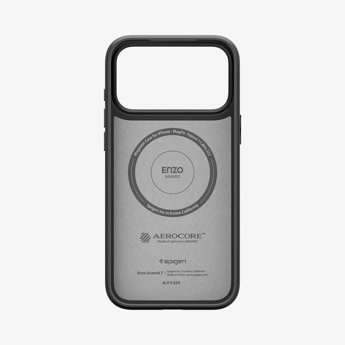 ACS09959 - iPhone 17 Pro Case Enzo Aramid T in black showing the inside of case
