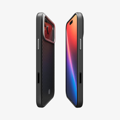 ACS09958 - iPhone 17 Pro Case Enzo Aramid T in black showing the sides, partial front and back