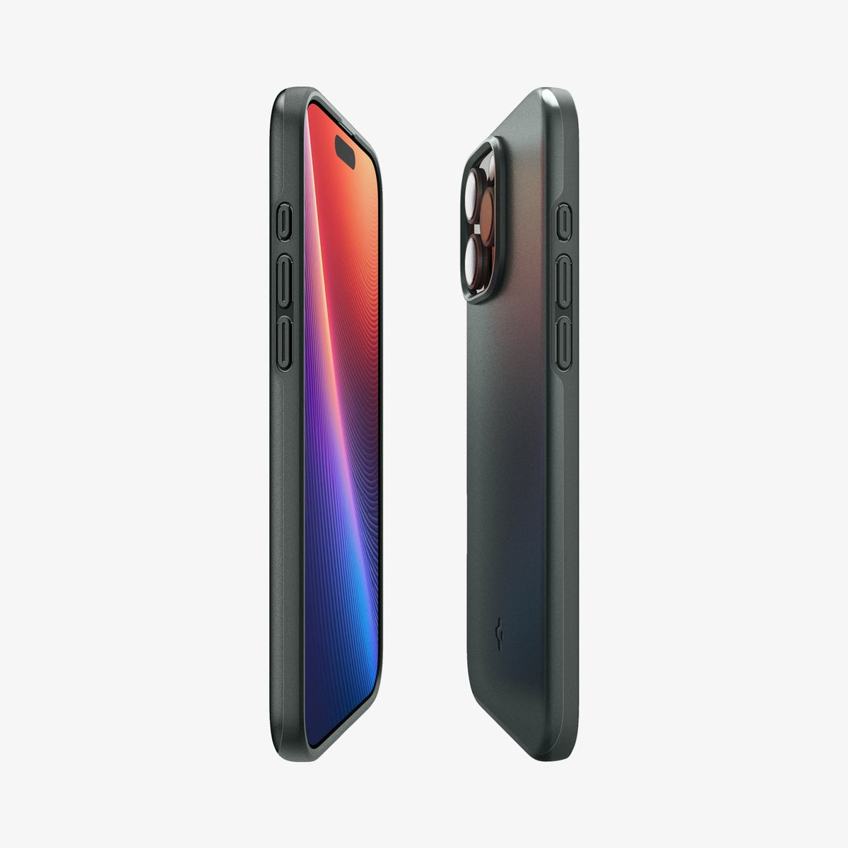 ACS08109 - iPhone 16 Pro Case Thin Fit (MagFit) in Abyss Green showing the partial back, partial front, and sides