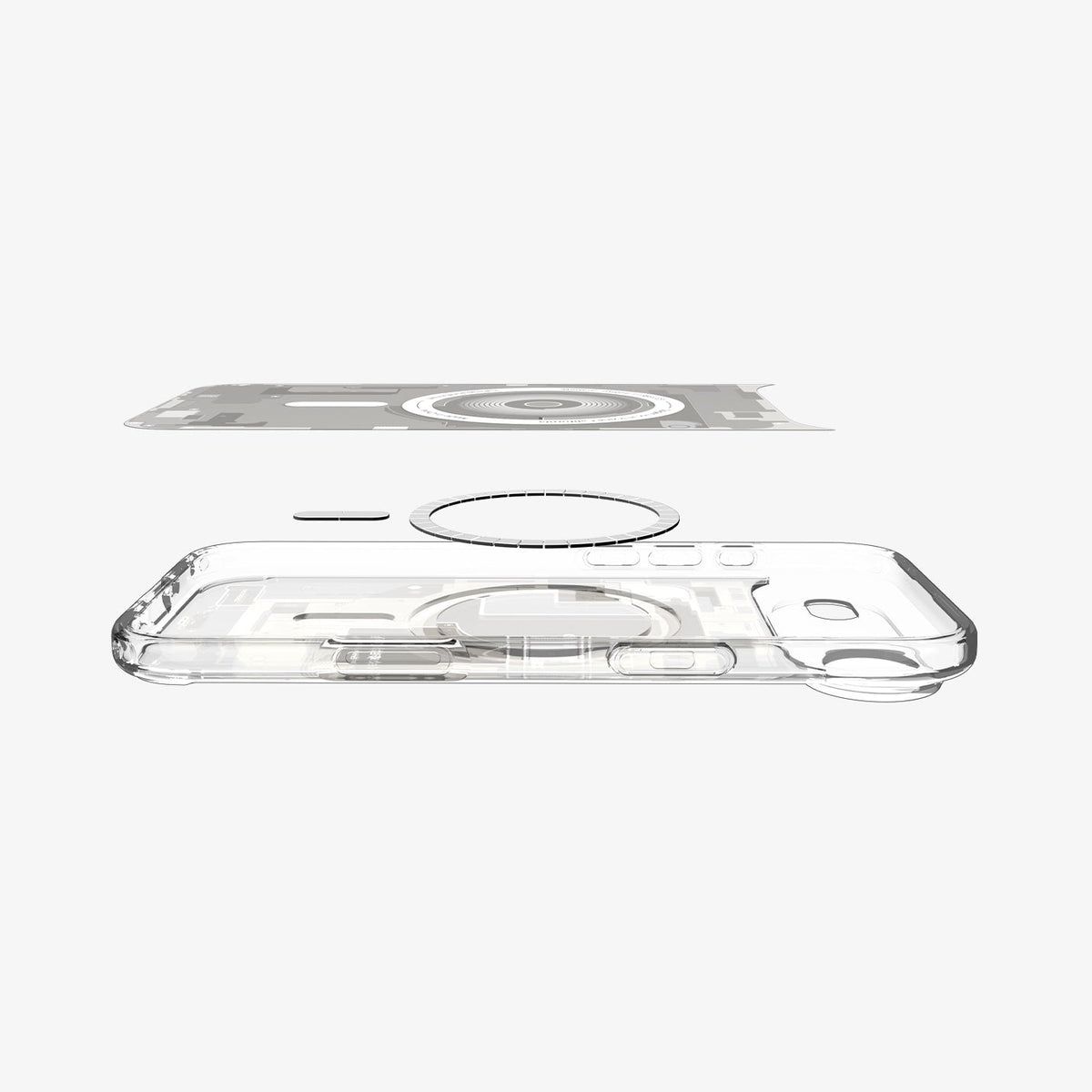 ACS10057 - iPhone 17 Air Ultra Hybrid Zero One (MagFit) in Zero One Natural Titanium showing the multiple layers of case