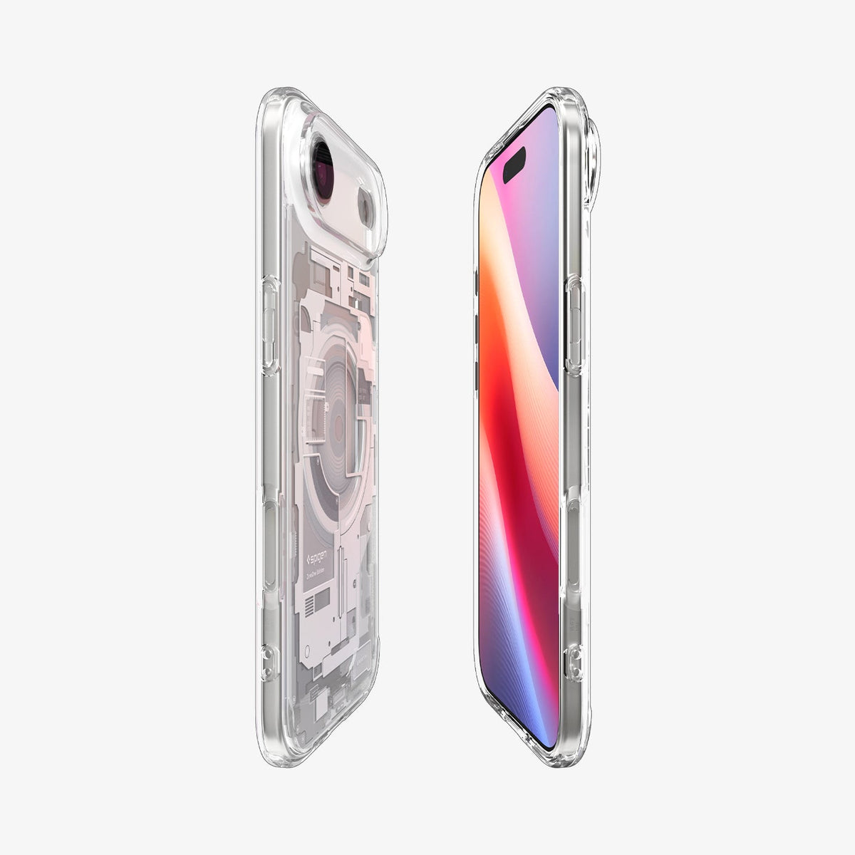 ACS10056 - iPhone 17 Air Ultra Hybrid Zero One (MagFit) in Zero One White showing the partial front, partial back and sides
