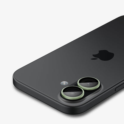 AGL10128 - iPhone 17 Optik Pro EZ Fit Lens Protector in green showing the back, top and side