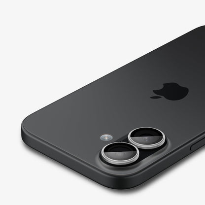 AGL10126 - iPhone 17 Optik Pro EZ Fit Lens Protector in silver showing the back, top and side