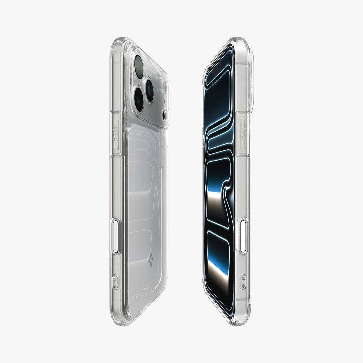 ACS10046 - iPhone 17 Pro Max Ultra Hybrid T (MagFit) in Glossy White showing the partial back, partial front, and sides