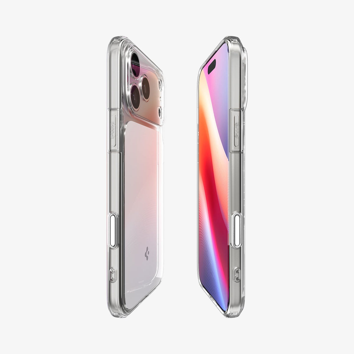 ACS10077 - iPhone 17 Pro Ultra Hybrid T (MagFit) in Glossy White showing the partial back, partial front, and sides