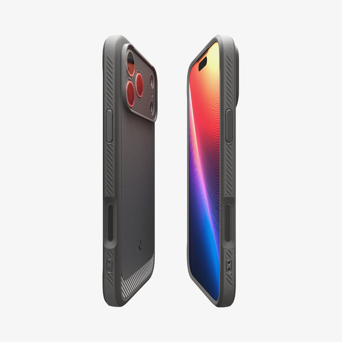 ACS09941 - iPhone 18 Pro / iPhone 17 Pro Rugged Armor (MagFit) in Gray showing the partial back, partial front and sides