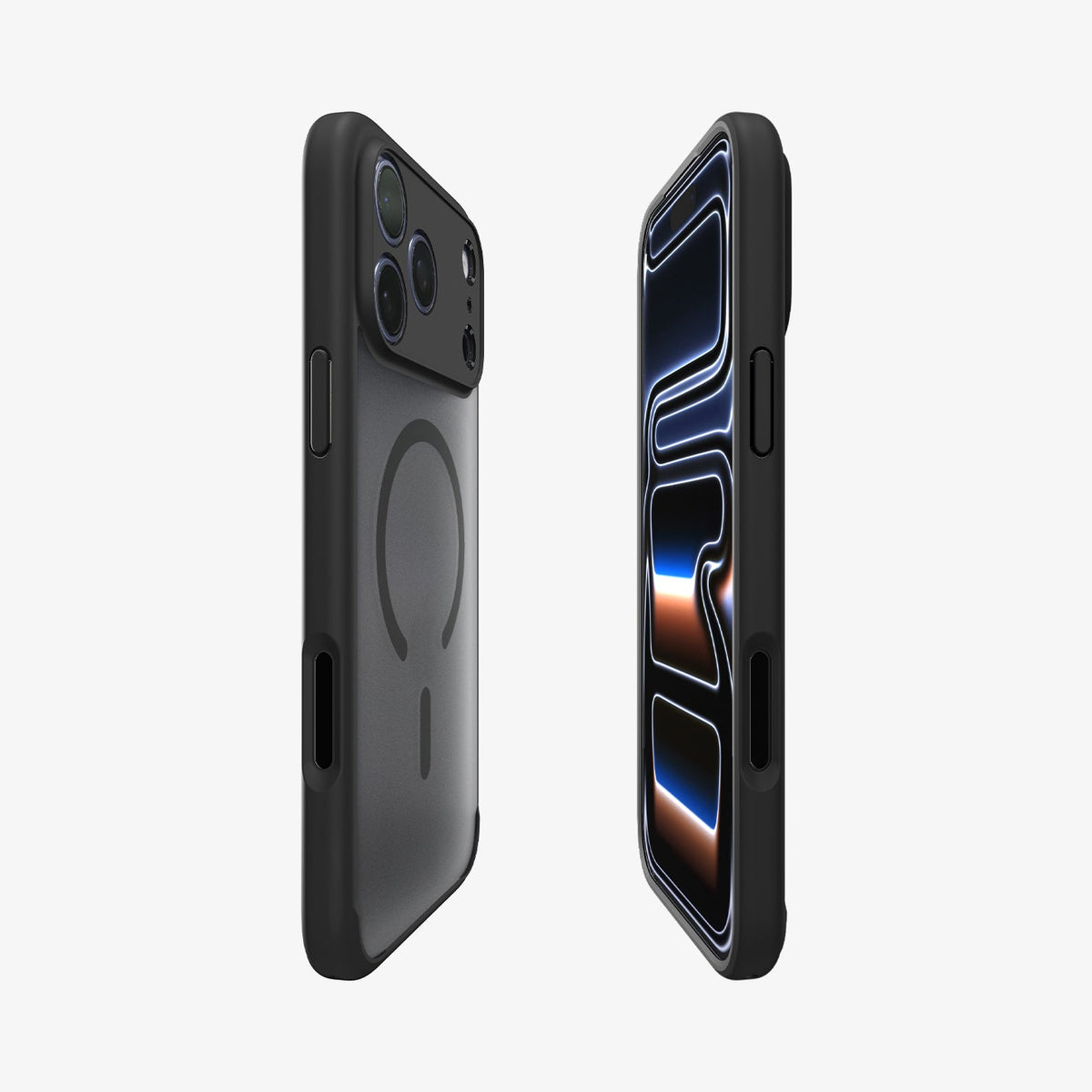 ACS10069 - iPhone 17 Pro Ultra Hybrid (MagFit) in Frost Black showing the front and back