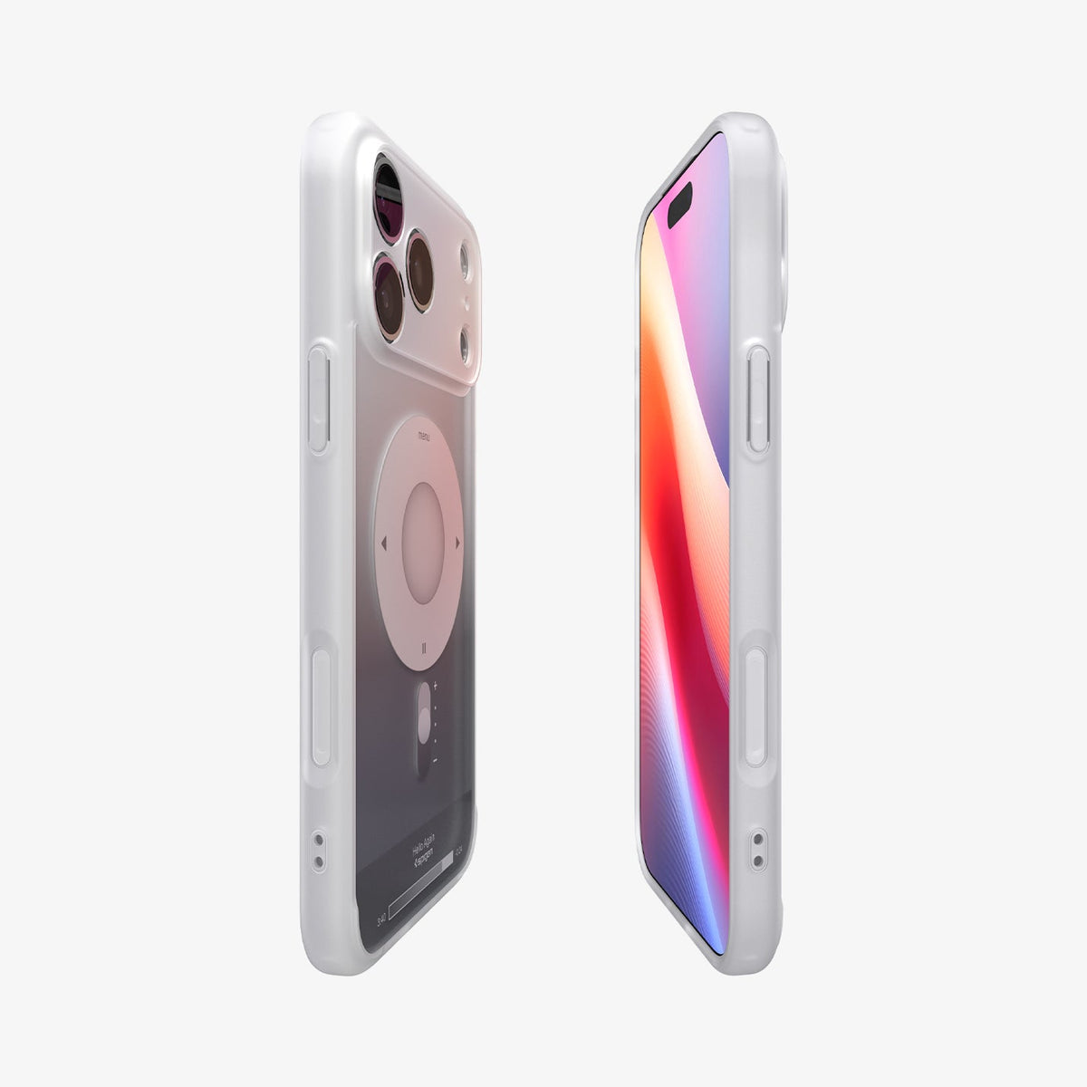 ACS10044 - iPhone 17 Pro Max Case Ultra Hybrid Classic (MagFit) in Classic Silver showing the partial front, partial back and sides