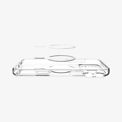 ACS10066 - iPhone 18 Pro / iPhone 17 Pro Ultra Hybrid (MagFit) in Clear White showing layer and magfit magnet above the case
