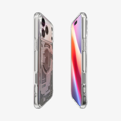 ACS10041 - iPhone 17 Pro Max Case Ultra Hybrid Zero One (MagFit) in Zero One Natural Titanium showing the partial front, partial back and sides