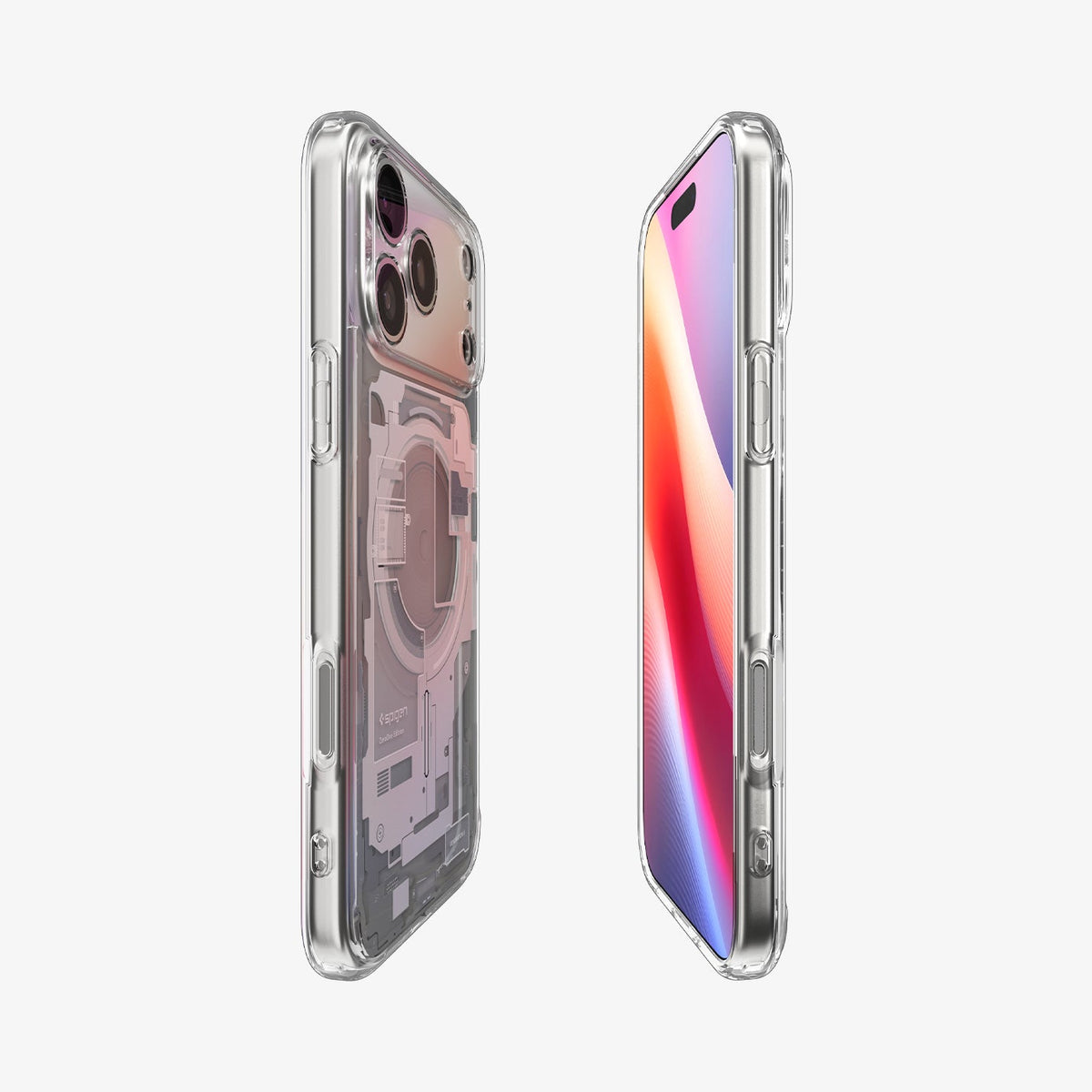 ACS10040 - iPhone 17 Pro Max Case Ultra Hybrid Zero One (MagFit) in Zero One White showing the partial front, partial back and sides