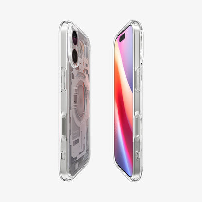 ACS10087 - iPhone 17 Ultra Hybrid Zero One (MagFit) in Zero One White showing the partial front, partial back and sides