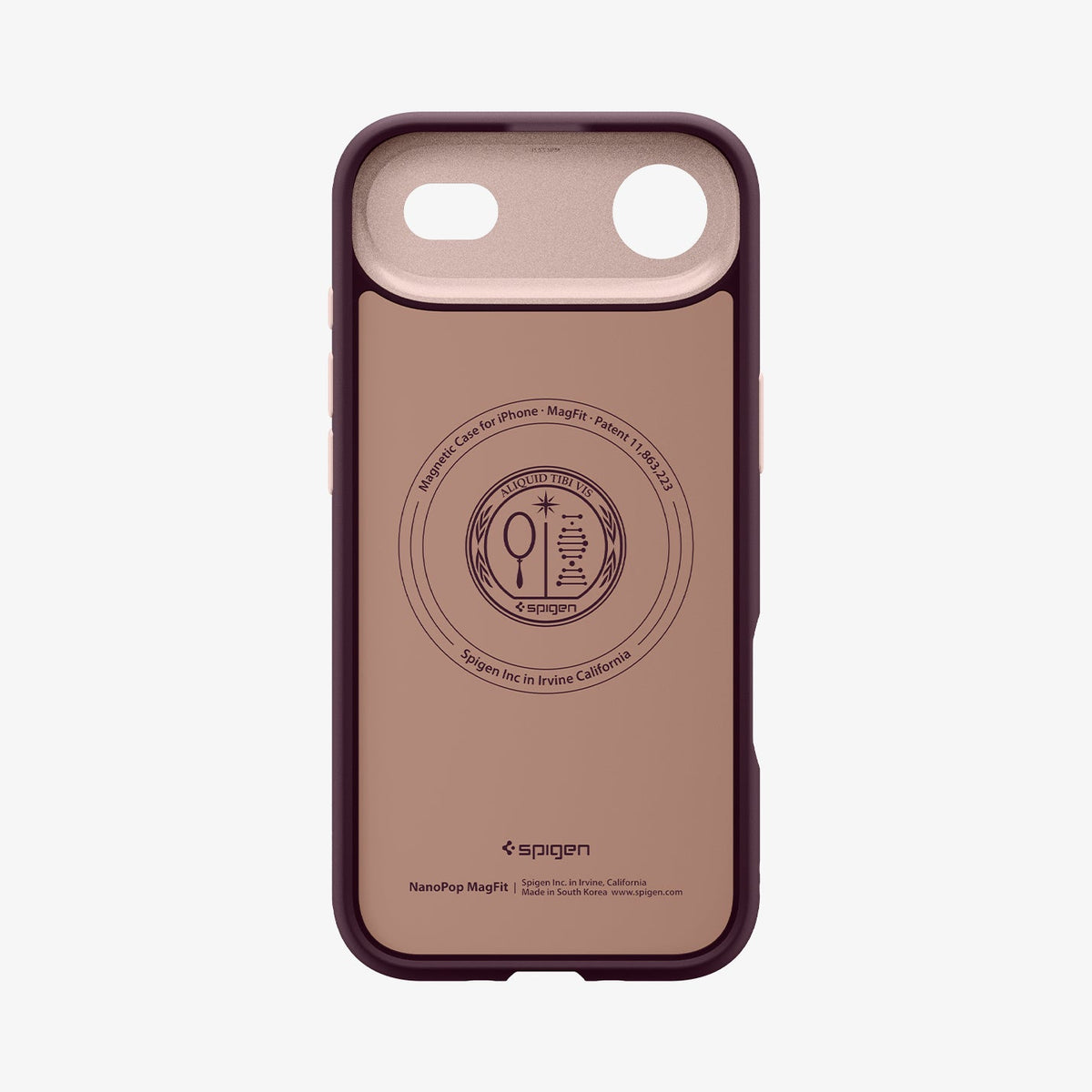 ACS09932 - iPhone 17 Air Case Nano Pop (MagFit) in burgundy bean showing the inside of case