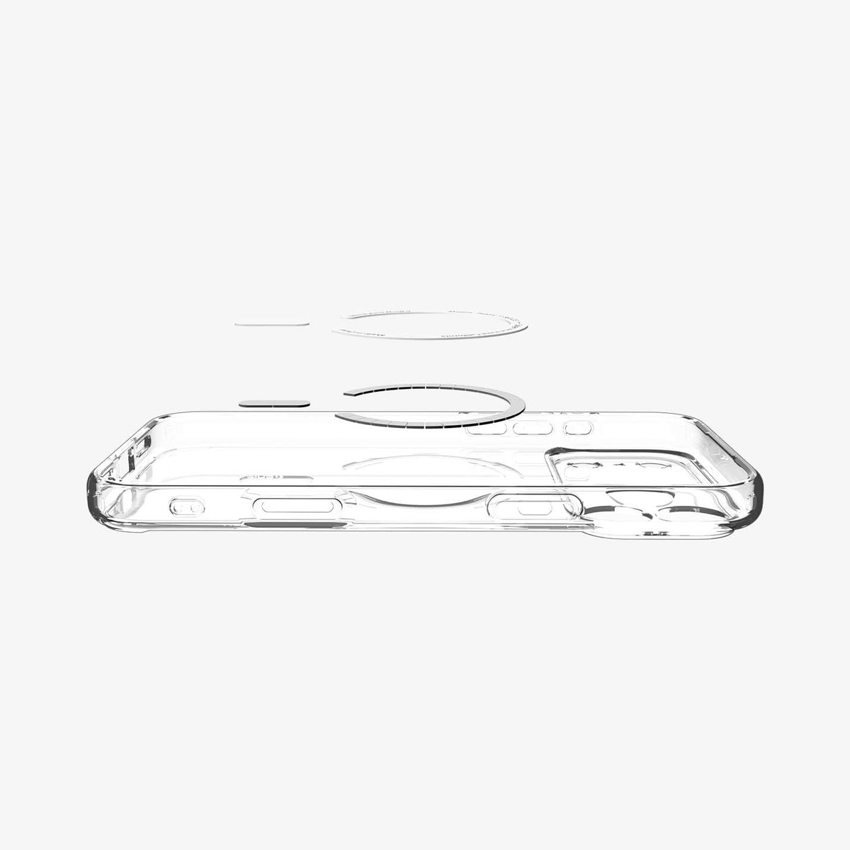 ACS10037 - iPhone 17 Pro Max Ultra Hybrid (MagFit) in Clear Gold showing layer and magfit magnet above the case