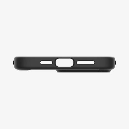 ACS06581 - iPhone 15 Pro Max Case Ultra Hybrid (MagFit) in frost black showing the bottom with precise cutouts