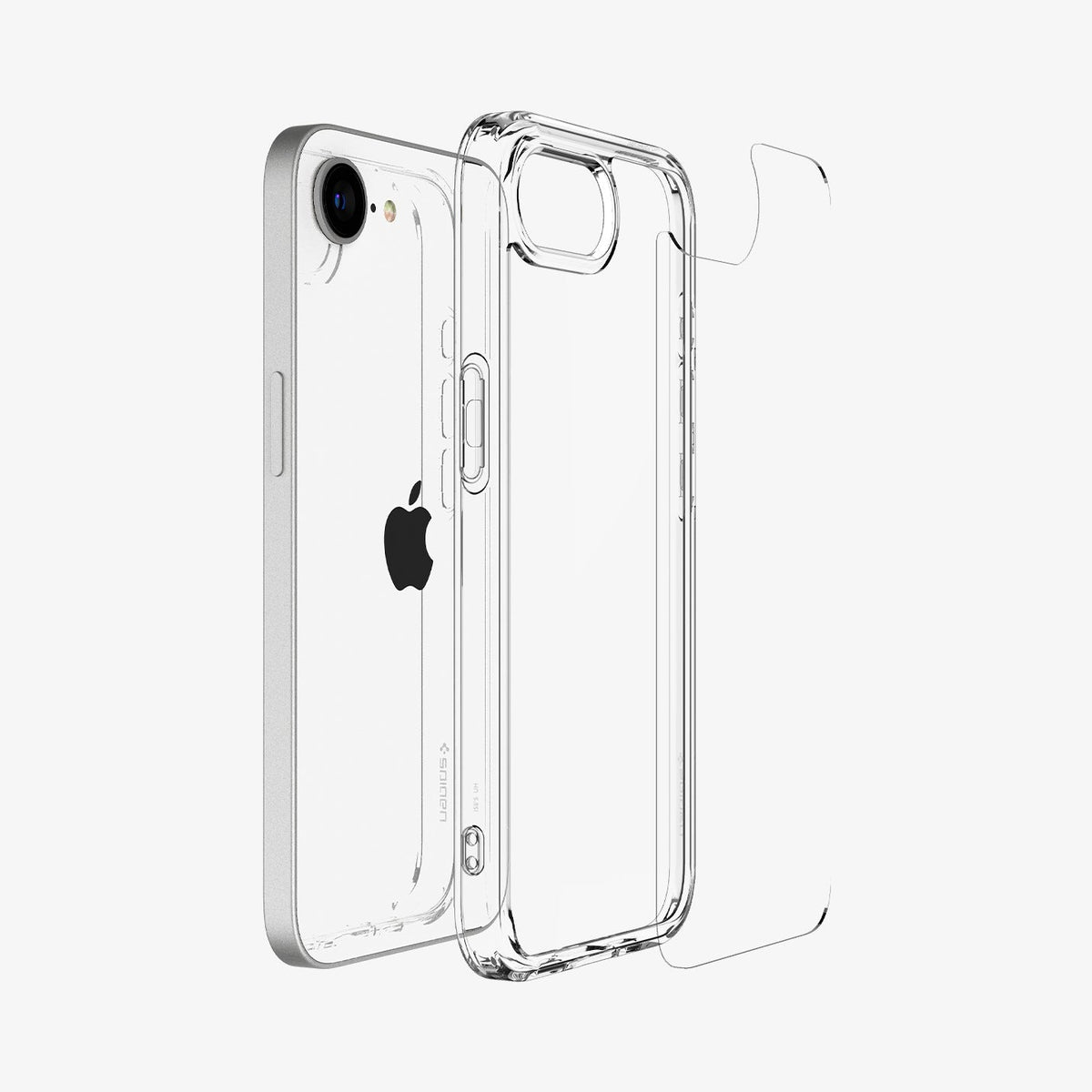 ACS09160 - iPhone 17e Case Ultra Hybrid in Crystal Clear showing the back, hovering in front of the device