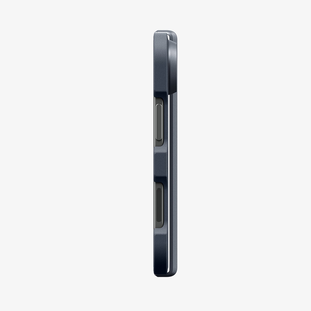 ACS11691 - iPhone Duo Tough Armor Pro (Mag Fit) in Metal Slate showing the slim side profile with accessible button cutouts and reinforced edges