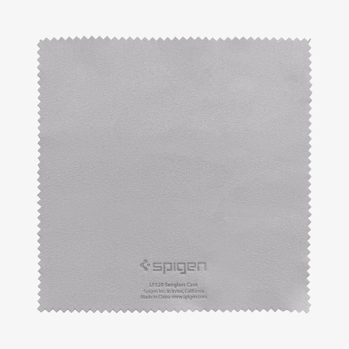 ACS09444 - [LF520] Universal Sunglass Case in Black showing a gray microfiber cleaning cloth with Spigen logo and product text printed on the surface.