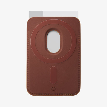 AFA03854 - MagSafe Card Holder Valentinus (MagFit) in brown showing the back with card in slot