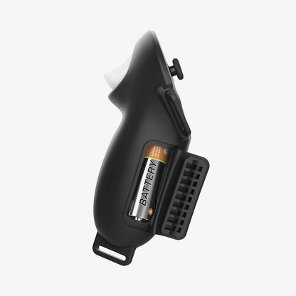 ACS07550 - Meta Quest 3 Case Silicone Fit in Black showing the side with battery cover open exposing the battery inside the battery slot