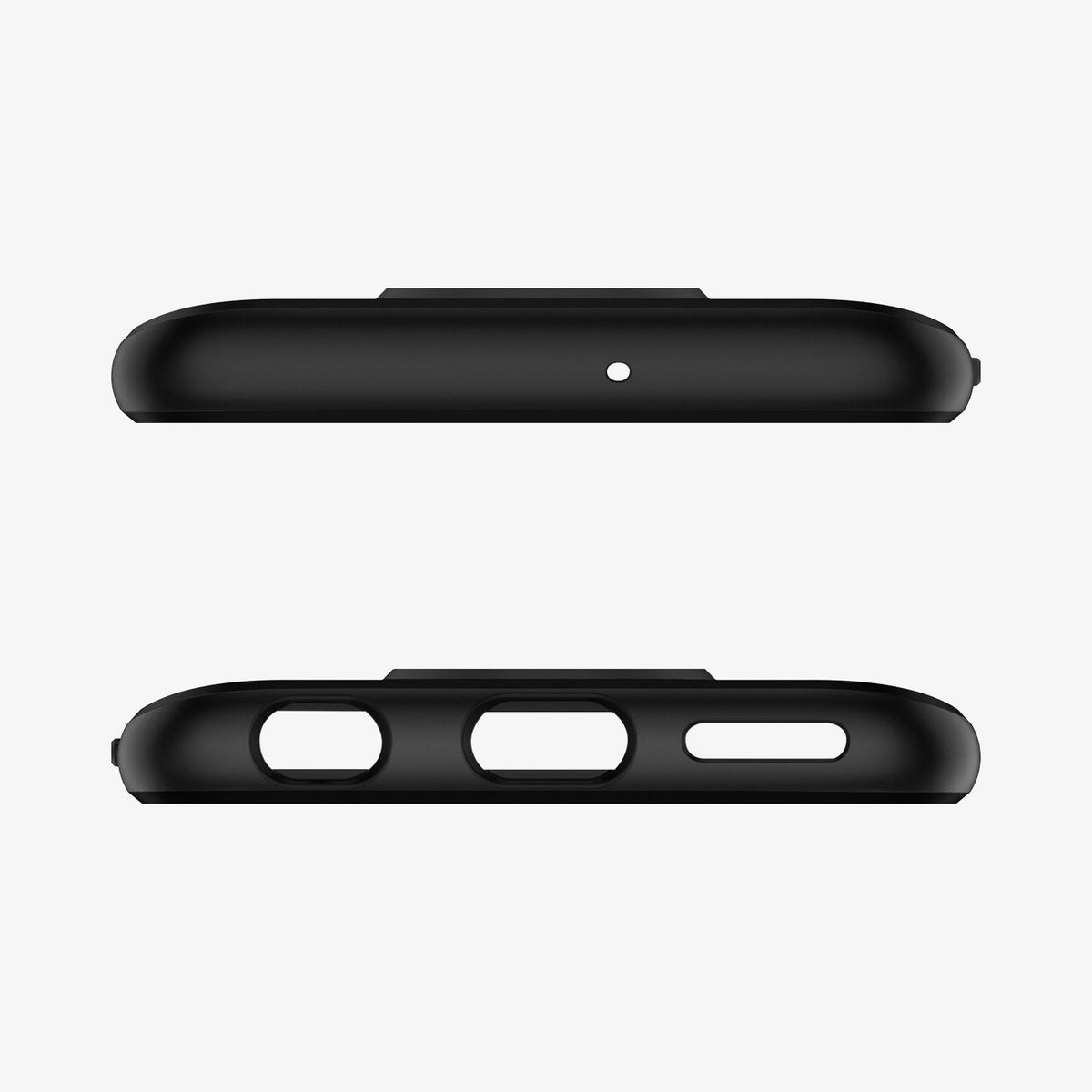 M25CS25947 - Moto G7 Case Rugged Armor in black showing the top and bottom